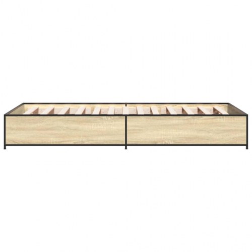 Sengeramme 90x190 cm konstrueret træ og metal sonoma-eg
