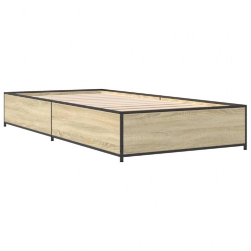 Sengeramme 90x190 cm konstrueret træ og metal sonoma-eg