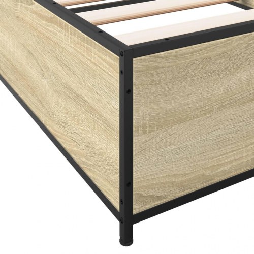 Sengeramme 90x190 cm konstrueret træ og metal sonoma-eg