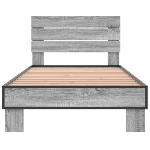 Sengeramme 100x200 cm konstrueret træ og metal grå sonoma-eg