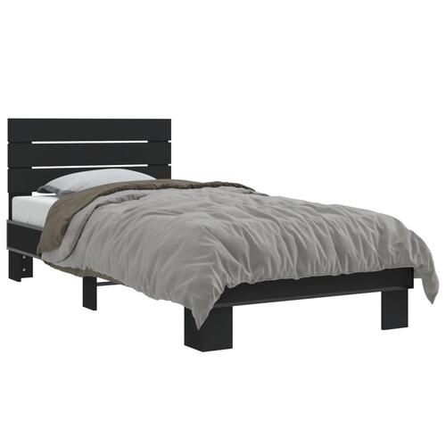 Sengeramme 90x200 cm konstrueret træ og metal sort