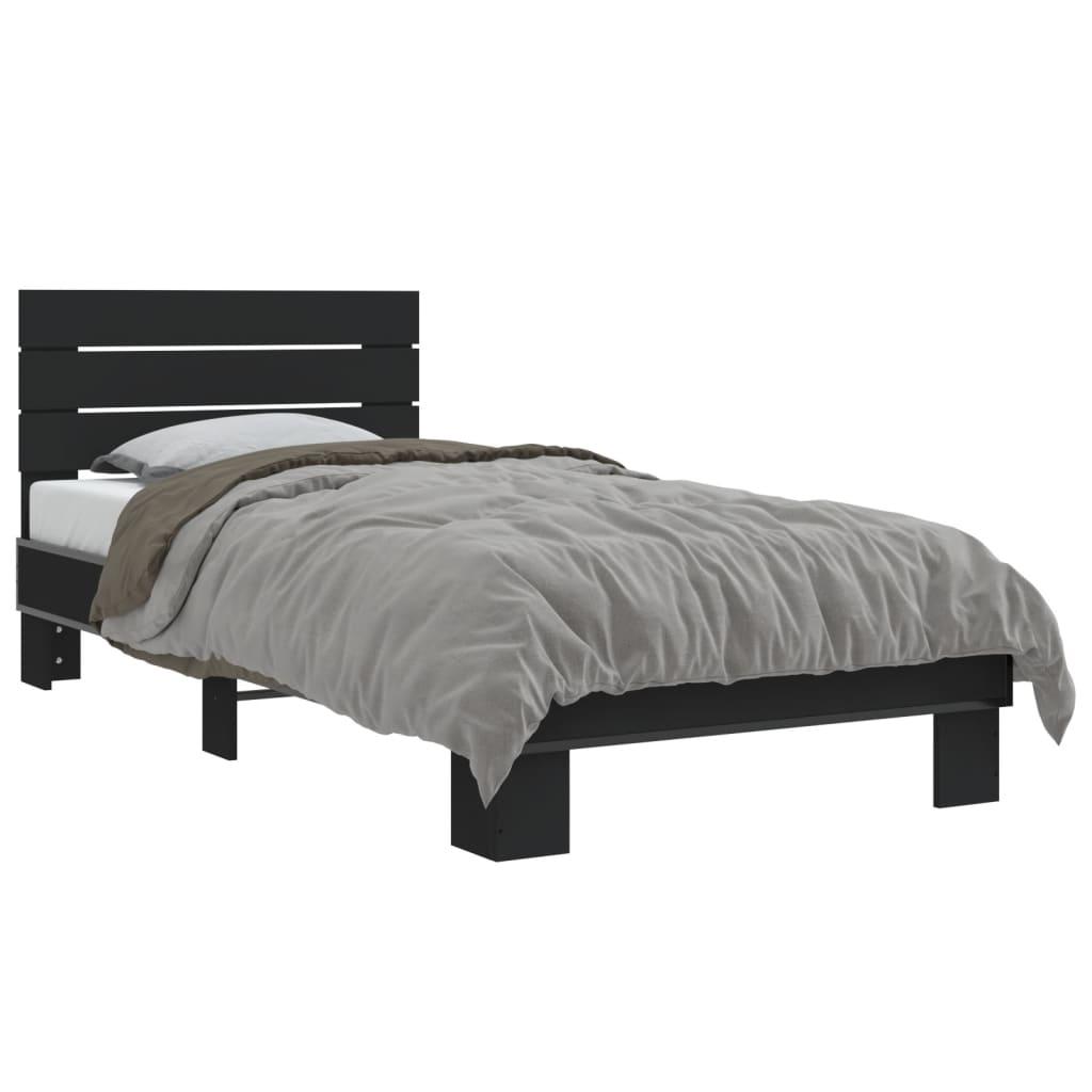 Sengeramme 90x200 cm konstrueret træ og metal sort
