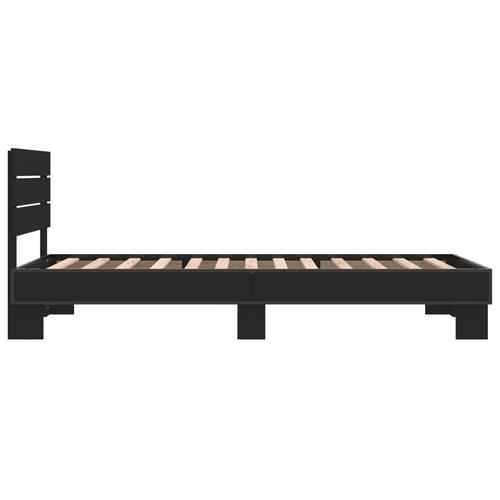 Sengeramme 100x200 cm konstrueret træ og metal sort