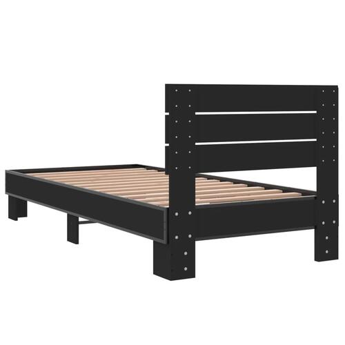 Sengeramme 100x200 cm konstrueret træ og metal sort