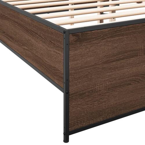 Sengestel 150x200 cm konstrueret træ og metal brun egetræ