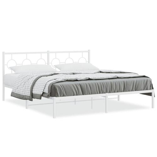 Sengeramme med sengegavl 180x200 cm metal hvid