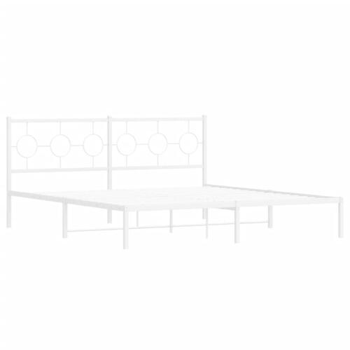 Sengeramme med sengegavl 180x200 cm metal hvid