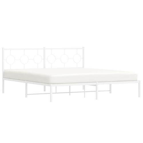 Sengeramme med sengegavl 180x200 cm metal hvid