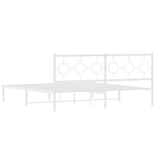 Sengeramme med sengegavl 180x200 cm metal hvid