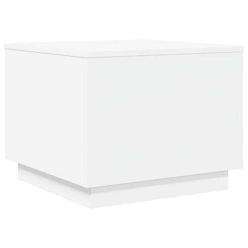 Sofabord med LED-lys 50x50x40 cm hvid