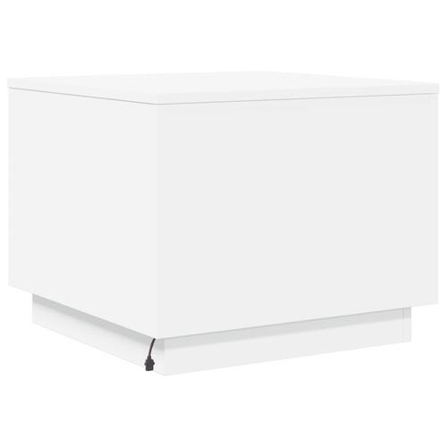 Sofabord med LED-lys 50x50x40 cm hvid