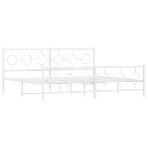 Sengeramme med sengegavl og fodgærde 200x200 cm metal hvid