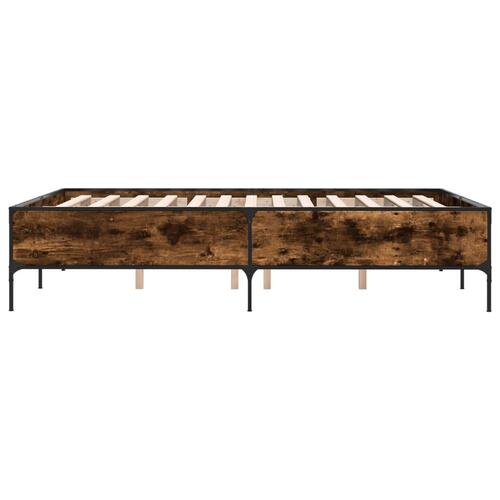 Sengestel 140x200cm konstrueret træ og metal røget egetræsfarve