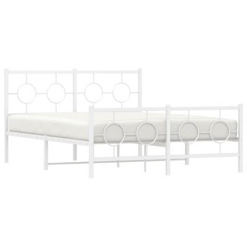 Sengeramme med sengegavl og fodgærde 140x190 cm metal hvid