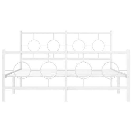 Sengeramme med sengegavl og fodgærde 140x190 cm metal hvid