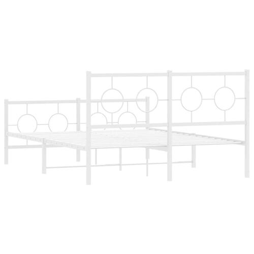 Sengeramme med sengegavl og fodgærde 140x190 cm metal hvid
