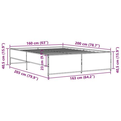 Sengestel 160x200 cm konstrueret træ og metal sort