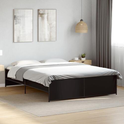 Sengestel 150x200 cm konstrueret træ og metal sort