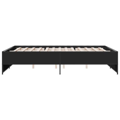 Sengestel 150x200 cm konstrueret træ og metal sort