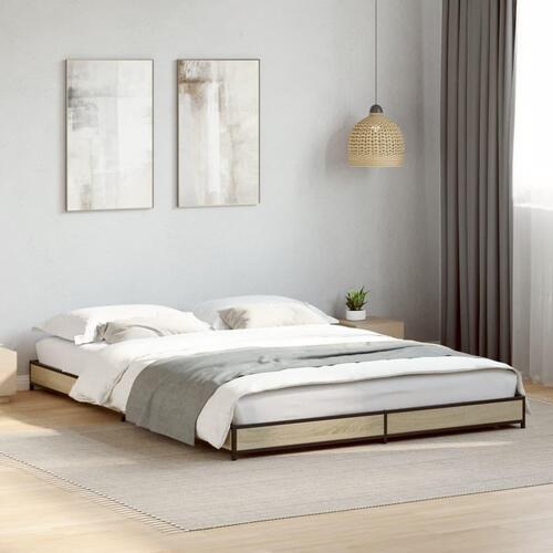 Sengestel 140x200 cm konstrueret træ og metal sonoma-eg