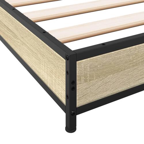 Sengestel 140x200 cm konstrueret træ og metal sonoma-eg