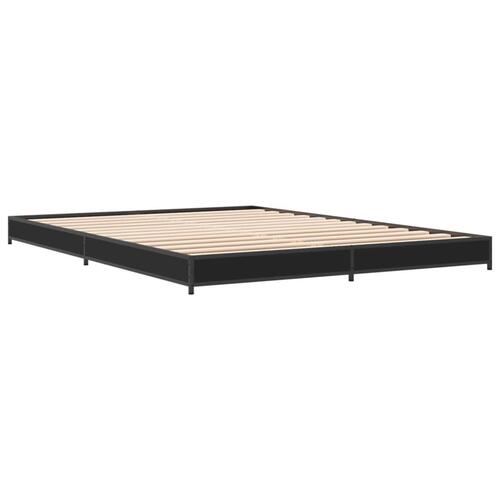 Sengestel 120x200 cm konstrueret træ og metal sort