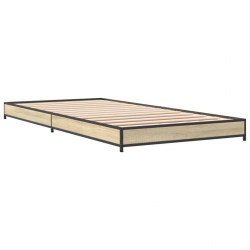 Sengeramme 100x200 cm konstrueret træ og metal sonoma-eg