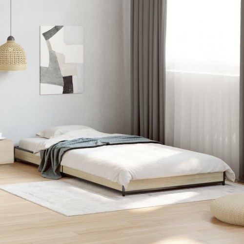 Sengeramme 100x200 cm konstrueret træ og metal sonoma-eg