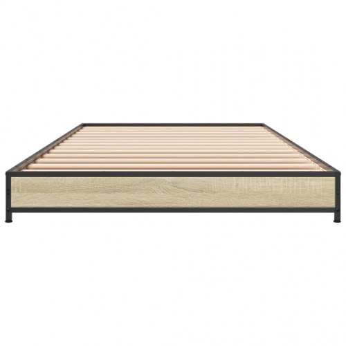 Sengeramme 100x200 cm konstrueret træ og metal sonoma-eg