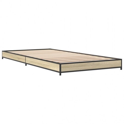 Sengeramme 100x200 cm konstrueret træ og metal sonoma-eg