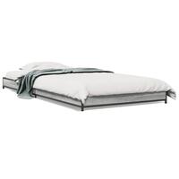 Sengeramme 90x200 cm konstrueret træ og metal grå sonoma-eg