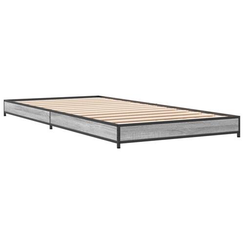 Sengeramme 90x200 cm konstrueret træ og metal grå sonoma-eg