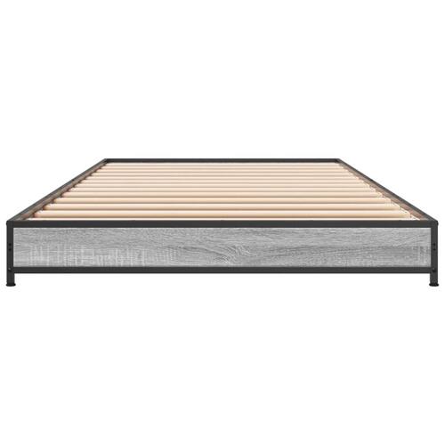 Sengeramme 90x200 cm konstrueret træ og metal grå sonoma-eg