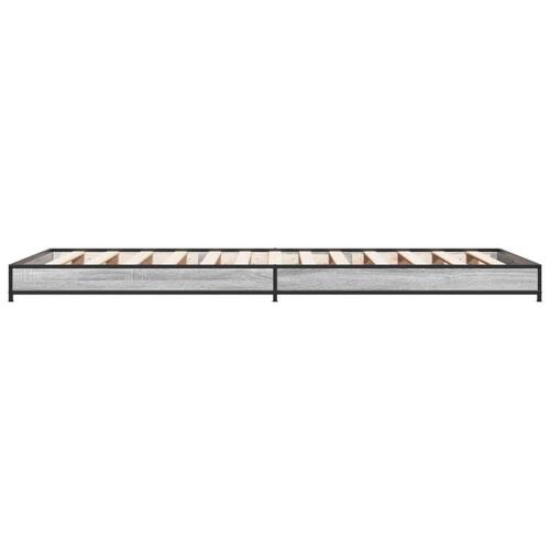 Sengeramme 90x200 cm konstrueret træ og metal grå sonoma-eg
