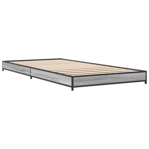 Sengeramme 90x200 cm konstrueret træ og metal grå sonoma-eg