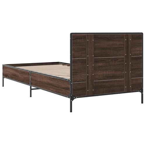 Sengeramme 90x190 cm konstrueret træ og metal brun egetræsfarve