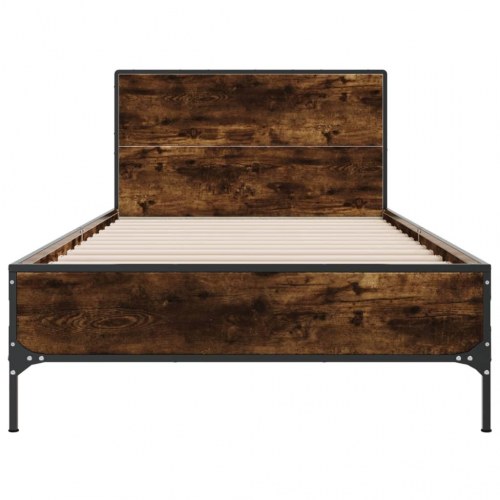 Sengeramme 90 x 190 cm med gavl - røget egetræ