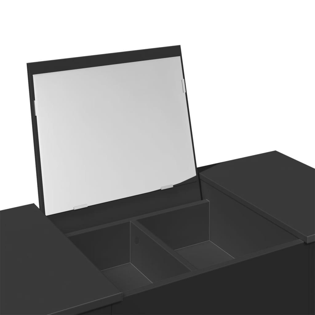 Makeupbord med spejl 100x45x76 cm sort