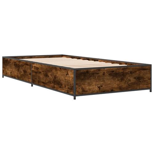 Sengeramme 90x190 cm konstrueret træ og metal røget eg