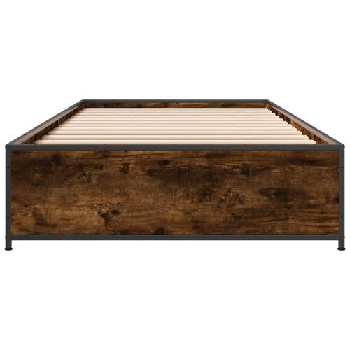 Sengeramme 90x190 cm konstrueret træ og metal røget eg