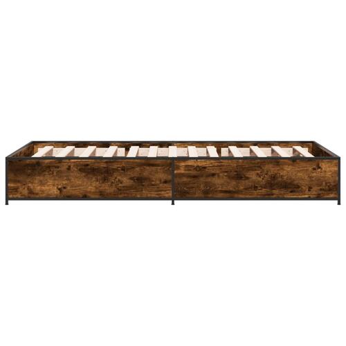 Sengeramme 90x190 cm konstrueret træ og metal røget eg