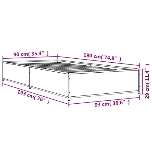 Sengeramme 90x190 cm konstrueret træ og metal røget eg