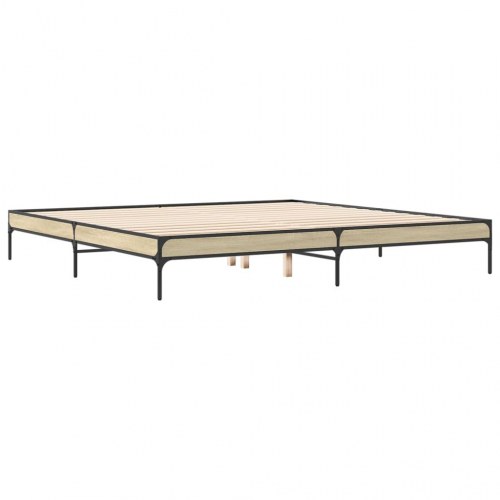 Sengestel 200 x 200 cm i konstrueret træ og metal - sonoma-eg