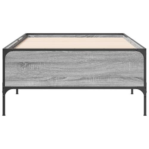 Sengeramme 90x200 cm konstrueret træ og metal grå sonoma-eg