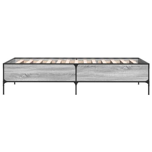Sengeramme 90x200 cm konstrueret træ og metal grå sonoma-eg