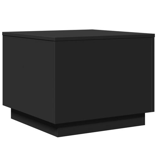 Sofabord med LED-lys 50x50x40 cm sort