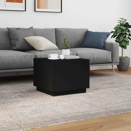 Sofabord med LED-lys 50x50x40 cm sort