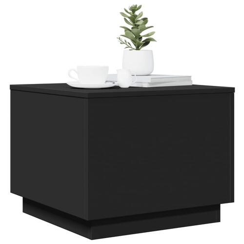 Sofabord med LED-lys 50x50x40 cm sort