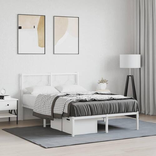 Sengeramme med sengegavl 120x200 cm metal hvid