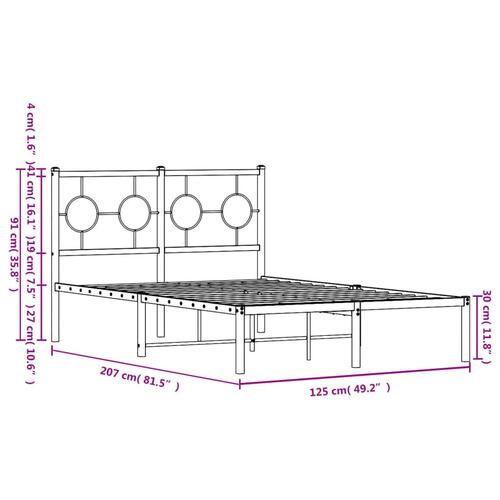 Sengeramme med sengegavl 120x200 cm metal hvid